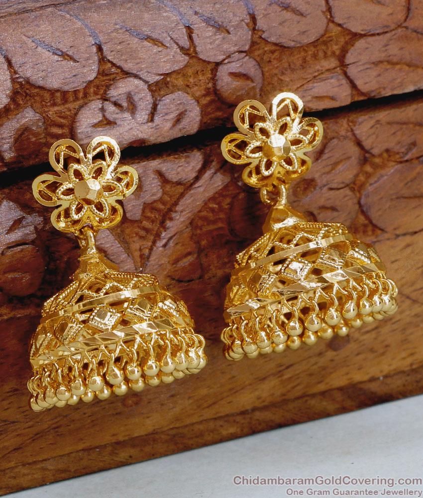 Stylish Flower Design Gold Imitation Jhumki Earring For Brides ER5073 Stylish Flower Design Gold Imitation Jhumki Earring For Brides ER5073