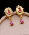 Ruby White Stone Gold Plated Earring For College Wear ER5075 Ruby White Stone Gold Plated Earring For College Wear ER5075