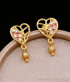 Two Gram Gold Heart Shaped Stud Earring With Stones ER5077 Two Gram Gold Heart Shaped Stud Earring With Stones ER5077
