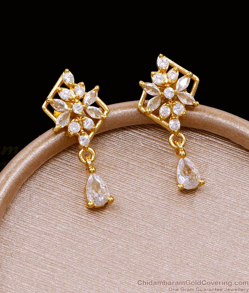 Latest Ad White Stone Gold Dangler For Party Wear ER5079 Latest Ad White Stone Gold Dangler For Party Wear ER5079