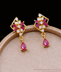 Glittering Ruby White Stone Gold Plated Earring For Women ER5080 Glittering Ruby White Stone Gold Plated Earring For Women ER5080