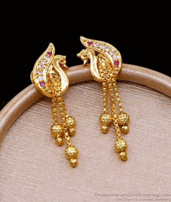 Attractive Ruby White Stone Designer Gold Earring Guaranteed Jewelry ER5092