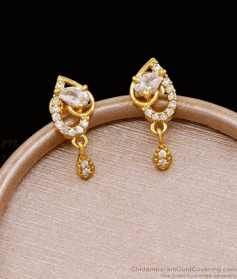 Simple Gold Design White Diamond Earring For Daily Use ER5093
