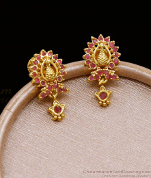 Stylish 1 Gram Gold Peacock Design Ruby Stone Earring ER5096 Stylish 1 Gram Gold Peacock Design Ruby Stone Earring ER5096