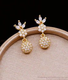 Full White Stone Ball Type Gold Dangler Earring For Women ER5099