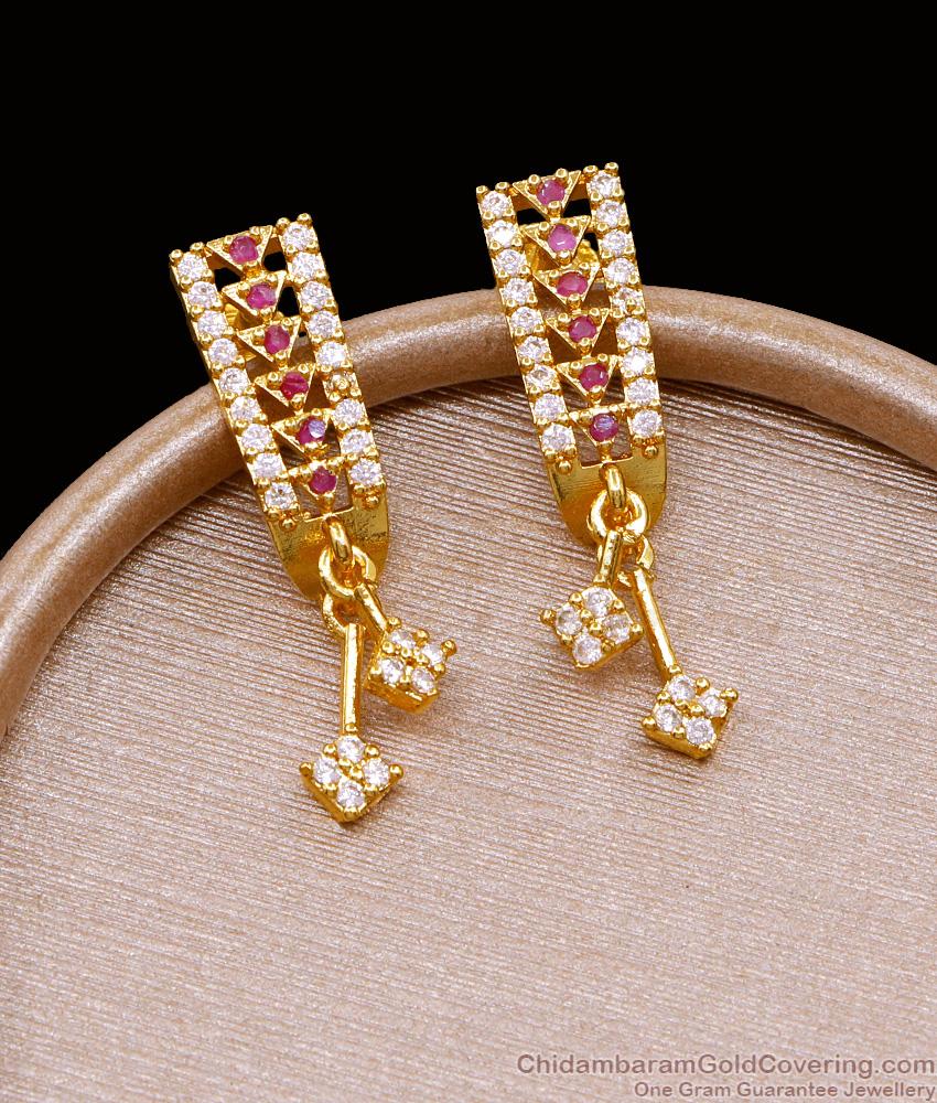 Glittering Ruby White Stone Gold Imitation Dangler Earring ER5105 Glittering Ruby White Stone Gold Imitation Dangler Earring ER5105