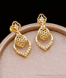 New Arrival One Gram Gold Dangler Earring With White Stone ER5106 New Arrival One Gram Gold Dangler Earring With White Stone ER5106