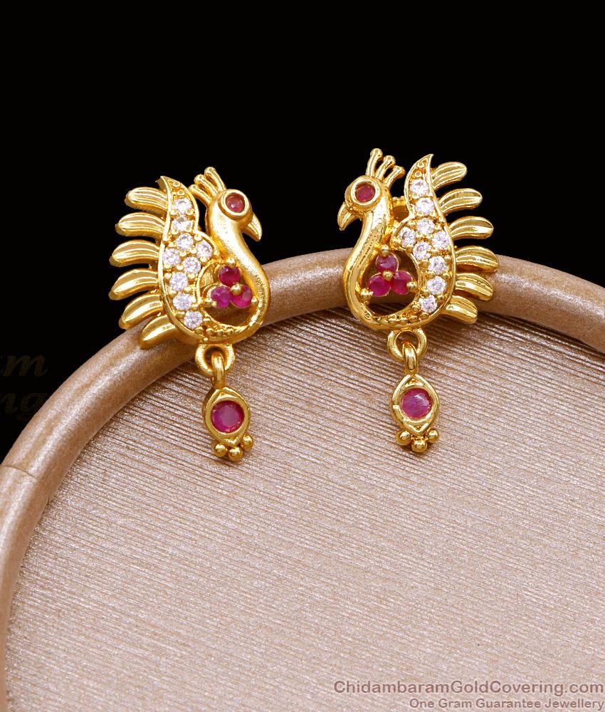 Ruby White Ad Stone Gold Imitation Earring Collection Online ER5109 Ruby White Ad Stone Gold Imitation Earring Collection Online ER5109