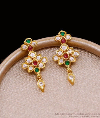 Multi Stone Gold Imitation Dangler Earring Guaranteed Gold Plated Jewelry ER5111