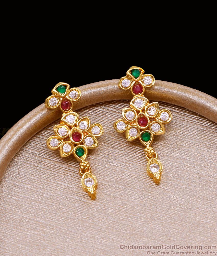 Multi Stone Gold Imitation Dangler Earring Guaranteed Gold Plated Jewelry ER5111 Multi Stone Gold Imitation Dangler Earring Guaranteed Gold Plated Jewelry ER5111