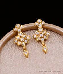 Classic Look White Stone Gold Plated Earring For Function Wear ER5113