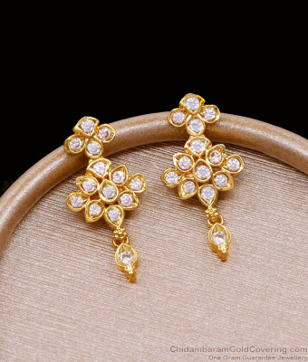 Classic Look White Stone Gold Plated Earring For Function Wear ER5113