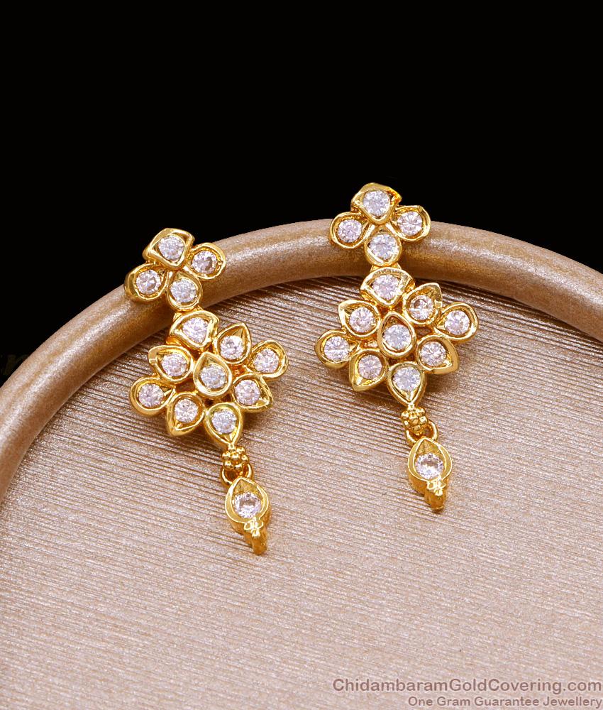 Classic Look White Stone Gold Plated Earring For Function Wear ER5113 Classic Look White Stone Gold Plated Earring For Function Wear ER5113