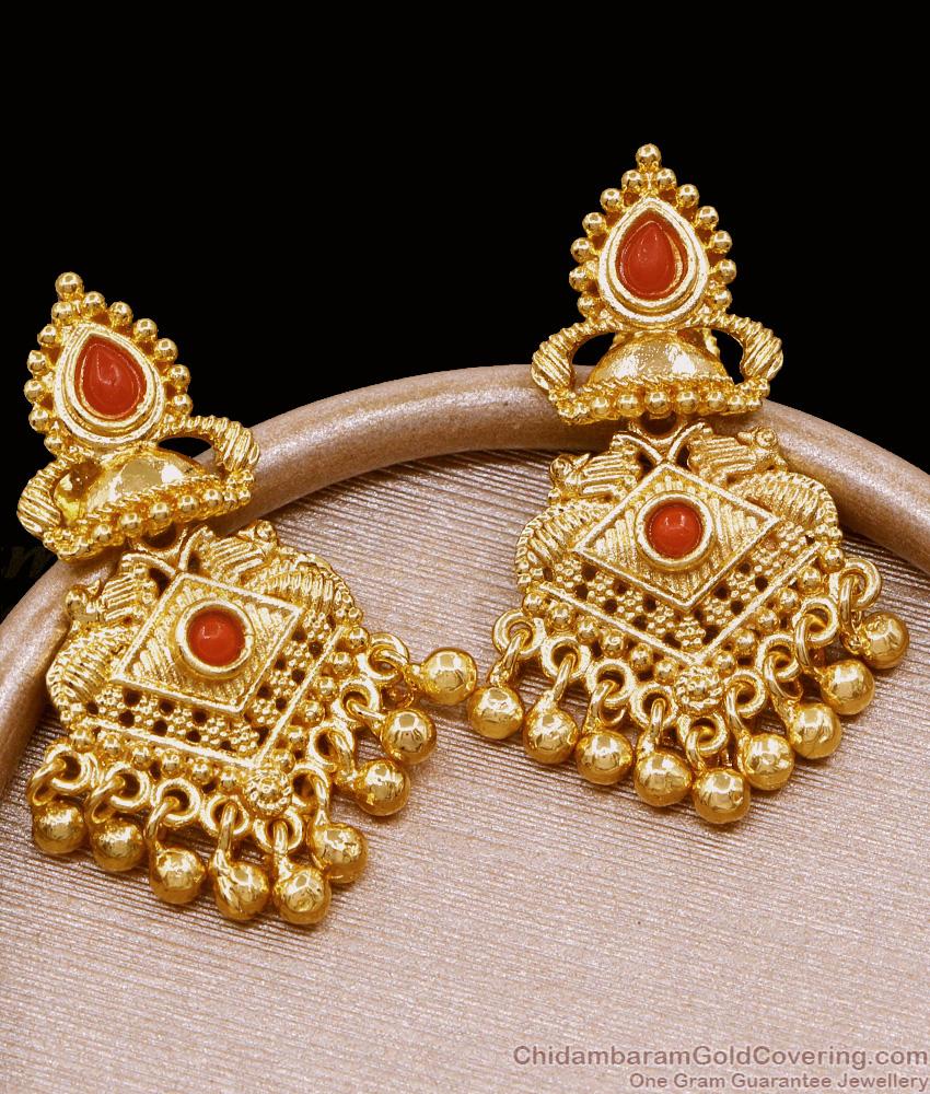 Matt Finish Karnataka Red Coral Stone Earrings For Women Wedding ER5116 Matt Finish Karnataka Red Coral Stone Earrings For Women Wedding ER5116
