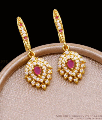 Beautiful Bridal Wear Gold Plated Hoop Earring Design With Stone ER5117