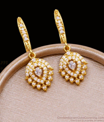Stylish White American Diamond Gold Hoop Earring Design Online ER5118