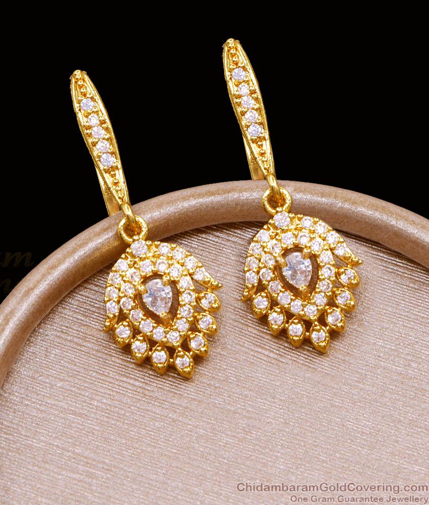 Stylish White American Diamond Gold Hoop Earring Design Online ER5118 Stylish White American Diamond Gold Hoop Earring Design Online ER5118