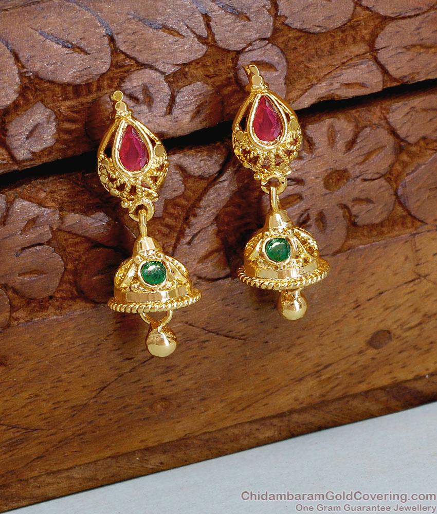 Simple Micro Gold Plated Stone Jhumki Guarantee Jewelry ER5123 Simple Micro Gold Plated Stone Jhumki Guarantee Jewelry ER5123