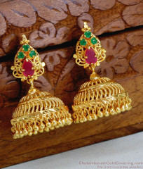 Bridal Wear Big Stone Jhumki Earring 1 Gram Gold Jewelry ER5127 Bridal Wear Big Stone Jhumki Earring 1 Gram Gold Jewelry ER5127