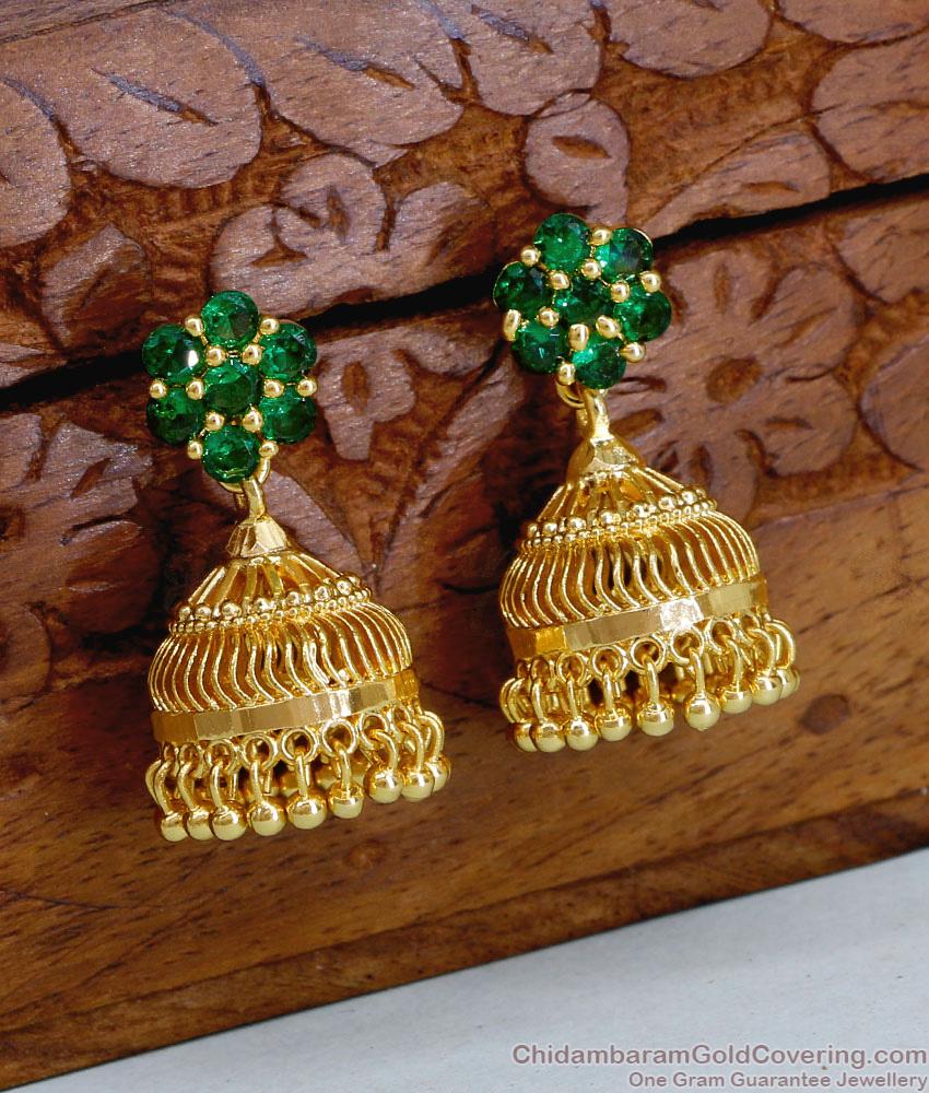 Stylish Emerald Stone Gold Imitation Jhumki Earring Online ER5129 Stylish Emerald Stone Gold Imitation Jhumki Earring Online ER5129