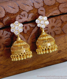 American Diamond Gold Plated Jhumki Earring Design For Wedding ER5130