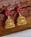 Attractive Ruby Stone Flower Design Gold Jhumki Designs ER5131 Attractive Ruby Stone Flower Design Gold Jhumki Designs ER5131