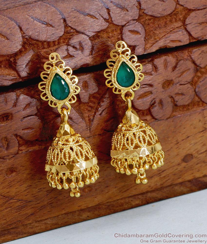 Stylish Emerald Stone Gold Jhumki Earring For Women ER5133 Stylish Emerald Stone Gold Jhumki Earring For Women ER5133
