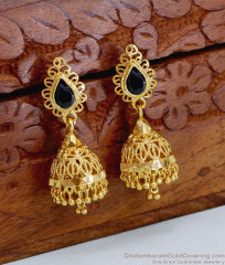 New Arrival Black Gemstone 1 Gram Gold Jhumka Earring ER5134