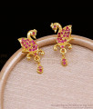 Full Ruby Stone Gold Plated Stud Earring Peacock Design ER5140 Full Ruby Stone Gold Plated Stud Earring Peacock Design ER5140