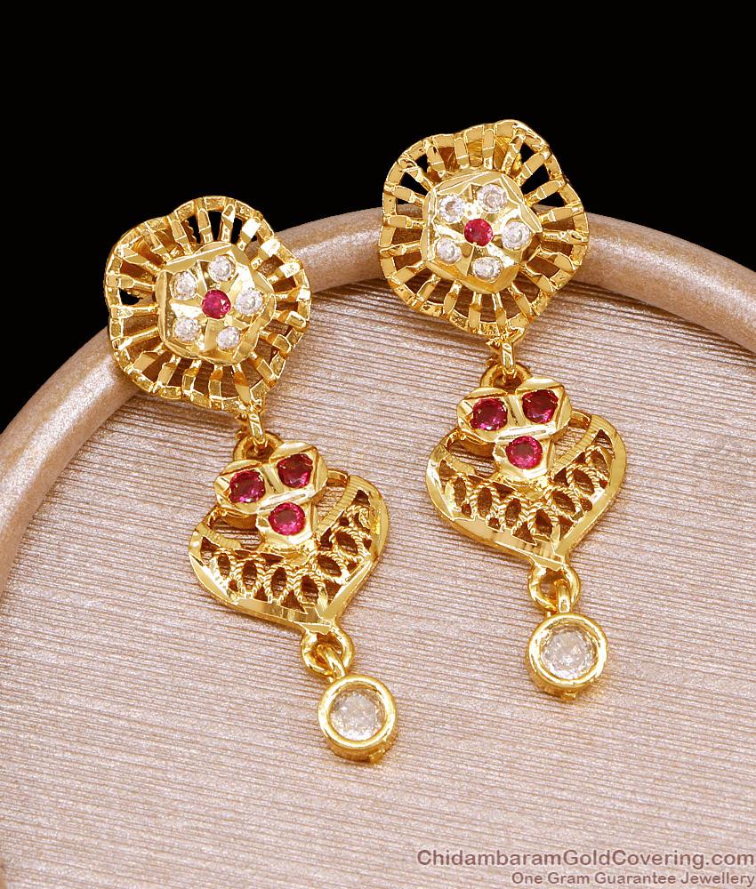 Bridal Wear Long Gold Imitation Dangler Earring With Stone ER5141 Bridal Wear Long Gold Imitation Dangler Earring With Stone ER5141
