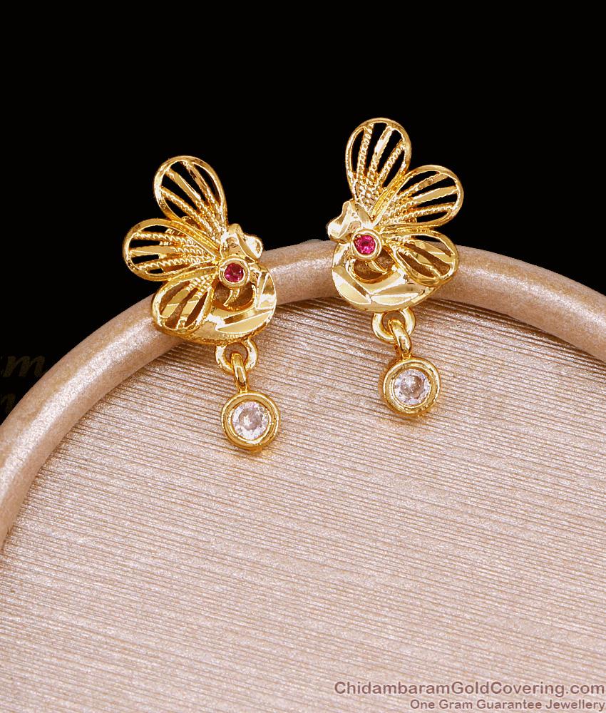 Pure 1 Gram Gold Plated Peacock Design Stud Earring Online ER5145 Pure 1 Gram Gold Plated Peacock Design Stud Earring Online ER5145