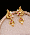 Classic Bridal Wear Ruby White Stone Gold Earring For Women ER5148