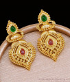 Women Bridal Wear Ruby Green Stone Gold Earring With Price Online ER5154 Women Bridal Wear Ruby Green Stone Gold Earring With Price Online ER5154