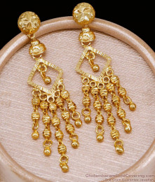 Plain Golden Beads Long Dangler Earring 1 Gram Gold Jewelry ER5155