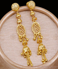 New Model Long 1 Gram Gold Plated Jhumkas For Wedding ER5158