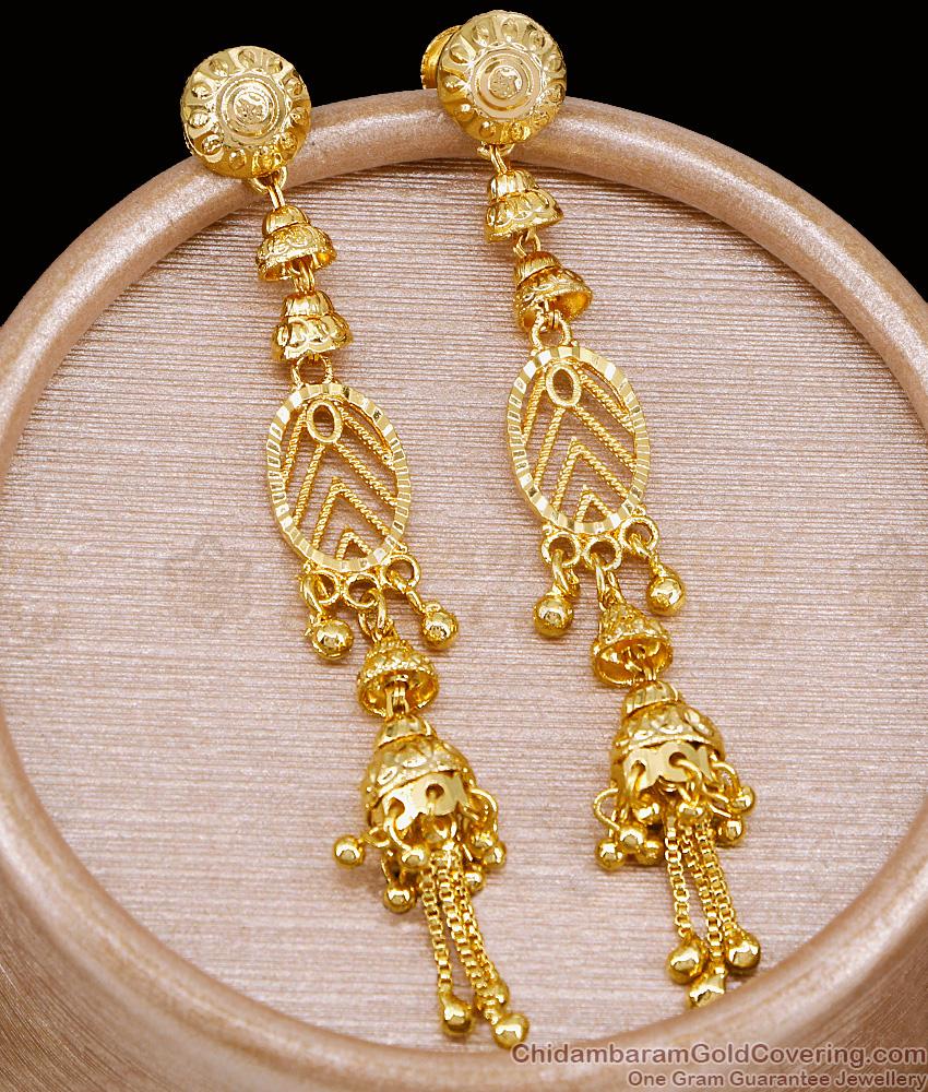 New Model Long 1 Gram Gold Plated Jhumkas For Wedding ER5158 New Model Long 1 Gram Gold Plated Jhumkas For Wedding ER5158