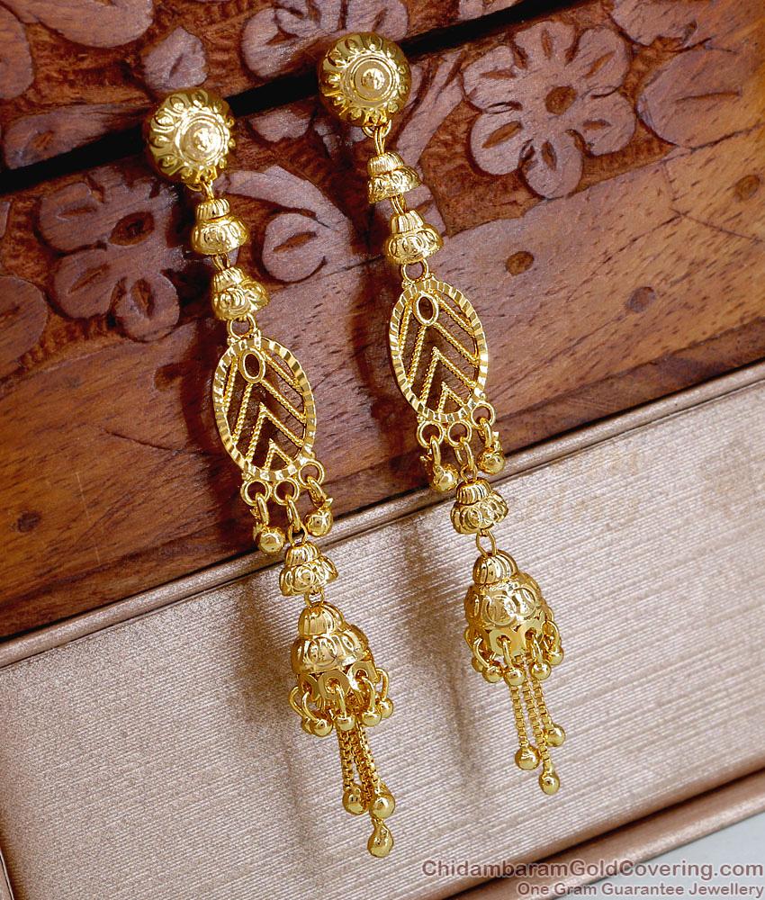 New Model Long 1 Gram Gold Plated Jhumkas For Wedding ER5158 New Model Long 1 Gram Gold Plated Jhumkas For Wedding ER5158