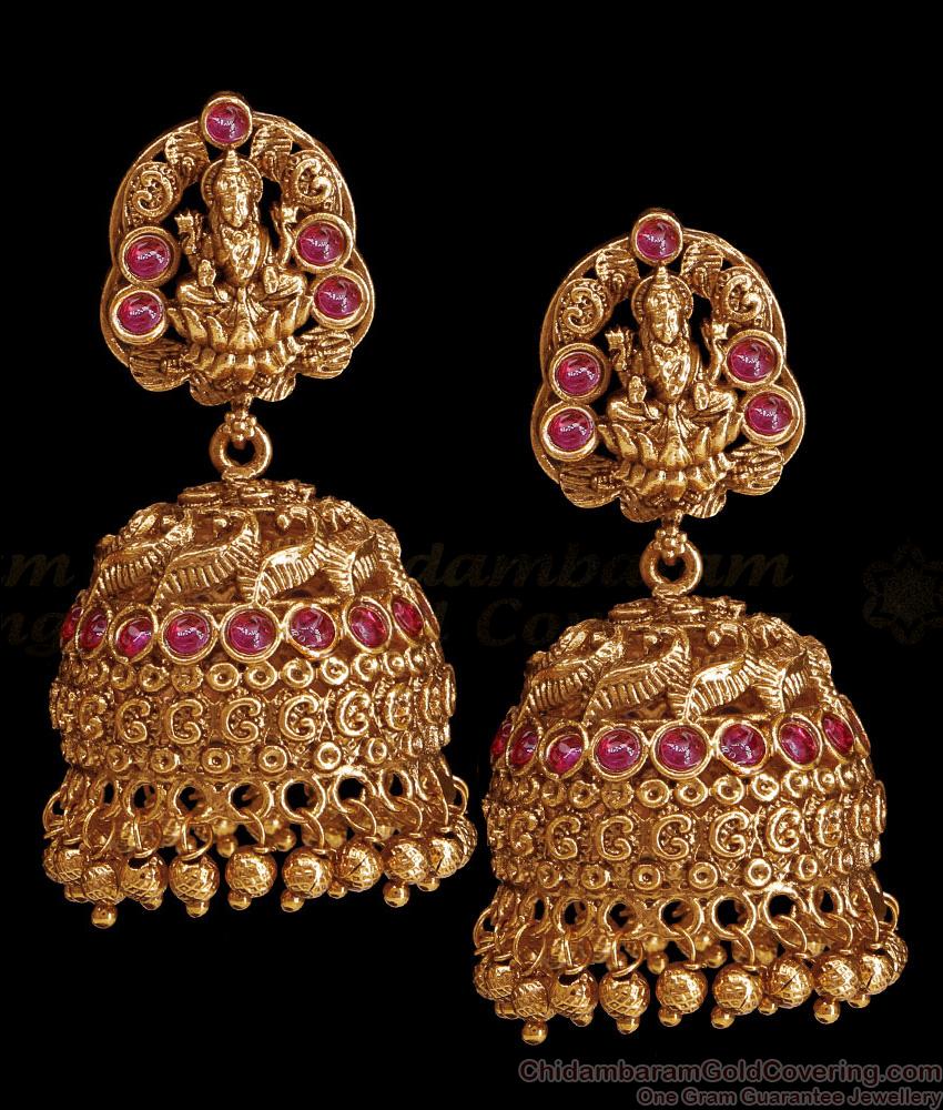 Heavy Bridal Wear Nagas Temple Wear Antique Jhumkas For Women ER5170