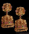 South Indian Bridal Antique Gold Jhumki Earring Lakshmi Design ER5171