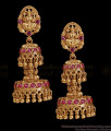 High Quality Ruby Stone Layered Antique Jhumki For Bridal Wear ER5173