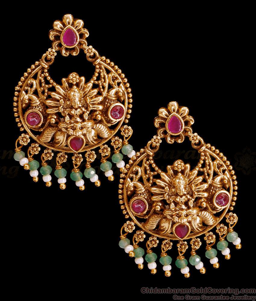 Chandbali Earrings Gold Imitation Antique Dangler Earrings Shop Online ER5177