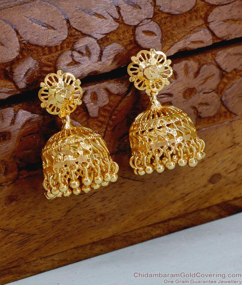 Classic One Gram Gold Plain Jhumki Earring Design For Marriage ER5185 Classic One Gram Gold Plain Jhumki Earring Design For Marriage ER5185