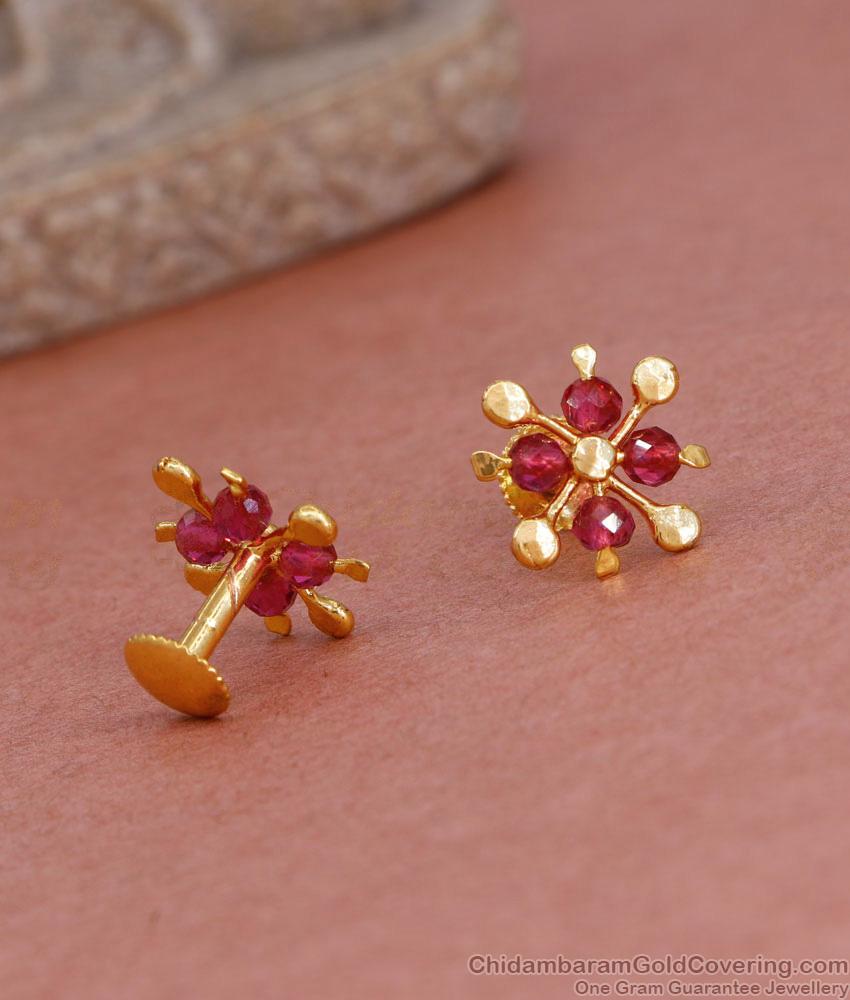 Beautiful Ruby Crystal Small Gold Plated Stud Earring Online ER5194 Beautiful Ruby Crystal Small Gold Plated Stud Earring Online ER5194