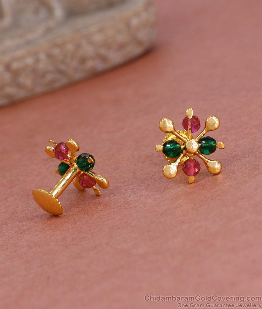 Buy Daily Wear Gold Imitation Ruby Green Stud Earring For Women ER5196 Buy Daily Wear Gold Imitation Ruby Green Stud Earring For Women ER5196