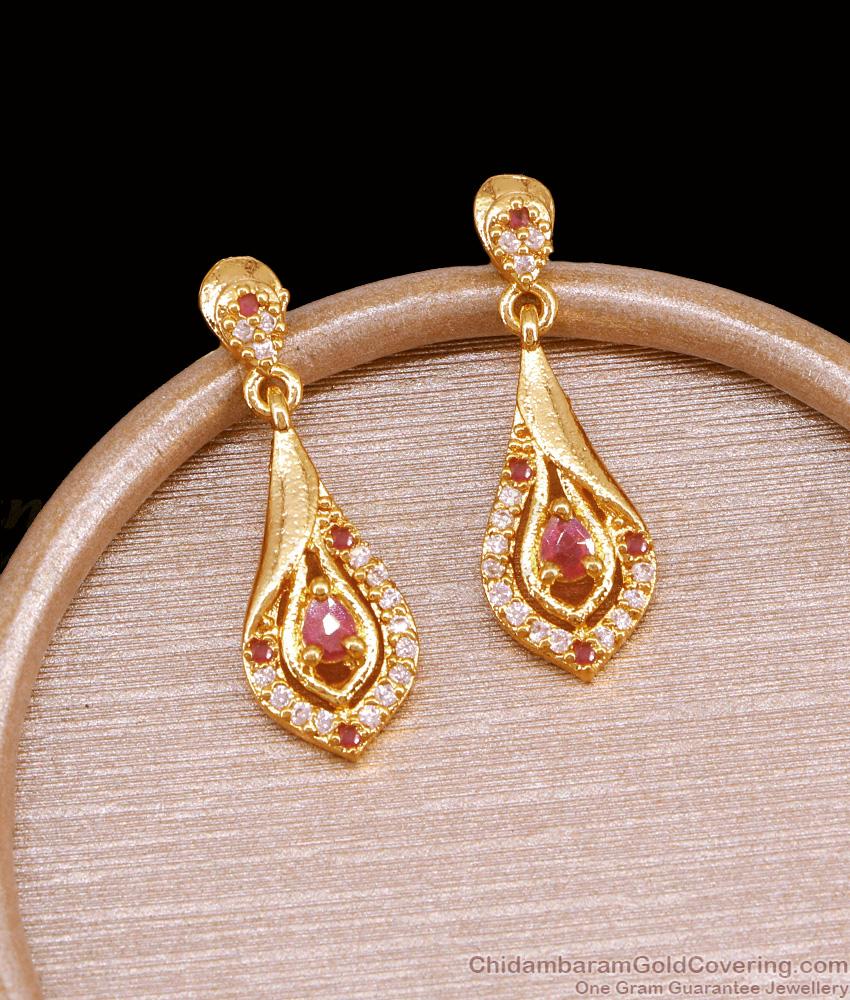 Elegant Ruby White Stone Long Dangler Earring For Women ER5199 Elegant Ruby White Stone Long Dangler Earring For Women ER5199