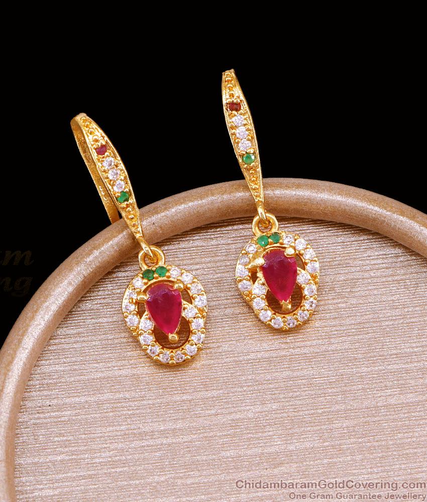 Multi Stone Gold Imitation J-Type Hoop Earring For Daily Wear ER5201 Multi Stone Gold Imitation J-Type Hoop Earring For Daily Wear ER5201