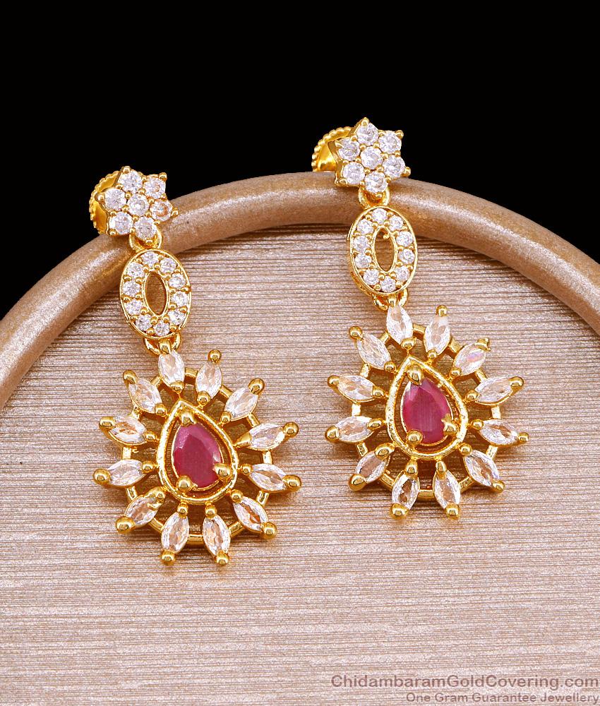 Attractive Ruby White Stone Diamond Dangler Earring With Price ER5210 Attractive Ruby White Stone Diamond Dangler Earring With Price ER5210