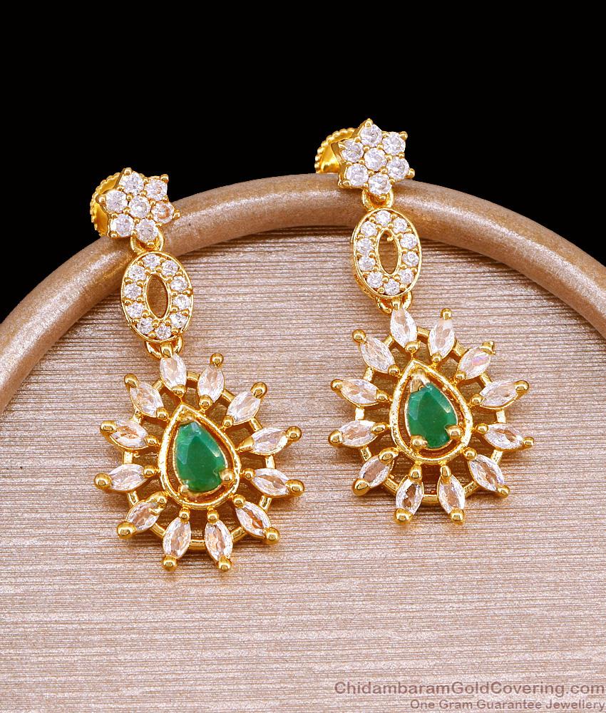 Beautiful Emerald White Stone Fancy Earring Collections For Party Wear ER5211 Beautiful Emerald White Stone Fancy Earring Collections For Party Wear ER5211