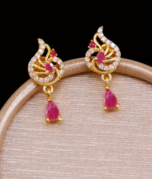 Latest Ruby White Stone Gold Imitation Earring Peacock Design ER5215 Latest Ruby White Stone Gold Imitation Earring Peacock Design ER5215