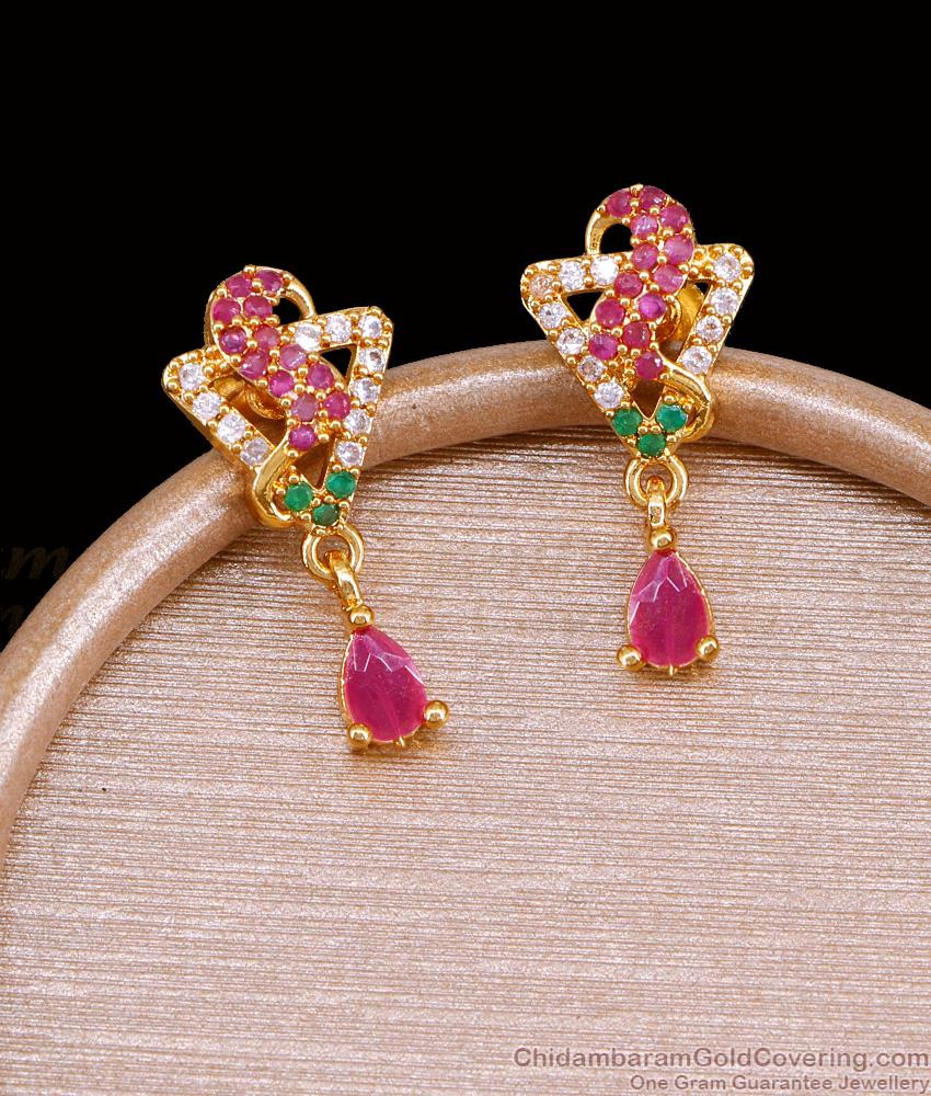 Stylish Ad Stone 1 Gram Gold Fancy Earring Collections Online ER5216 Stylish Ad Stone 1 Gram Gold Fancy Earring Collections Online ER5216